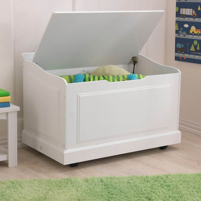 KidKraft Raleigh Kids Wooden Toy Box Chest and Bench, White 14972 (Open Box)