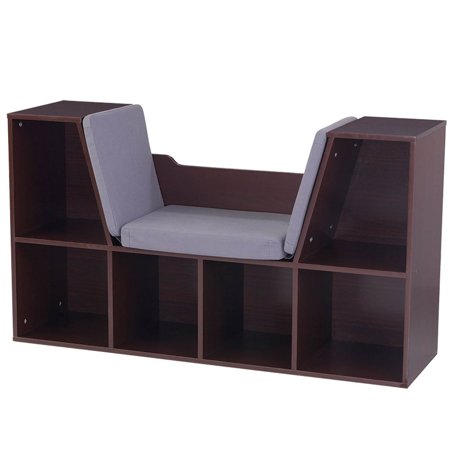 KidKraft Children's Bookcase with Reading Nook and Cushions, Espresso (Open Box)
