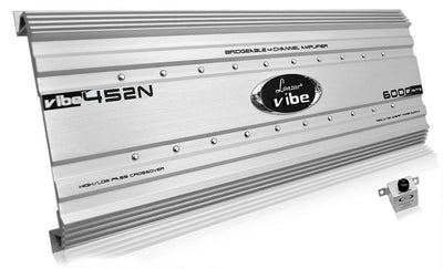 Lanzar 6000W 4 Channel Amp MOSFET Car Stereo Amplifier + Bass Knob | VIBE452N