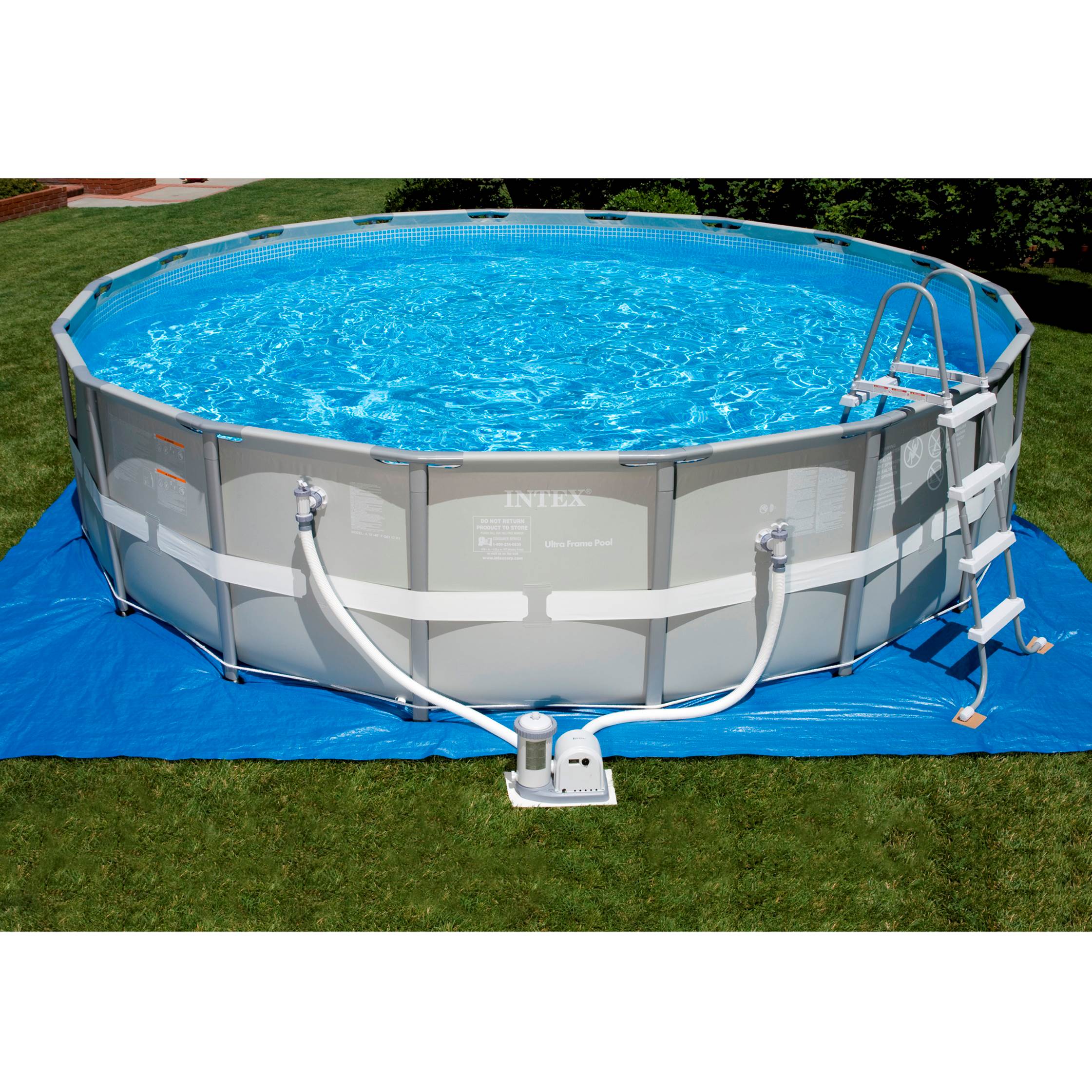 Intex 18 Feet x 48 Inches Ultra Frame Pool Set with Ladder | 54953EG (Open Box)