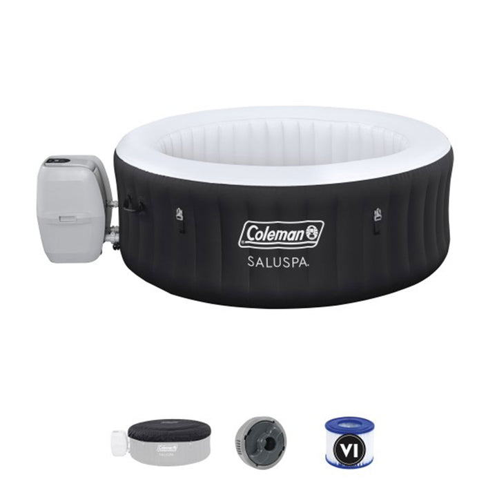 Coleman Miami AirJet Inflatable Round Hot Tub 120 Soothing Jets, Black(Open Box)