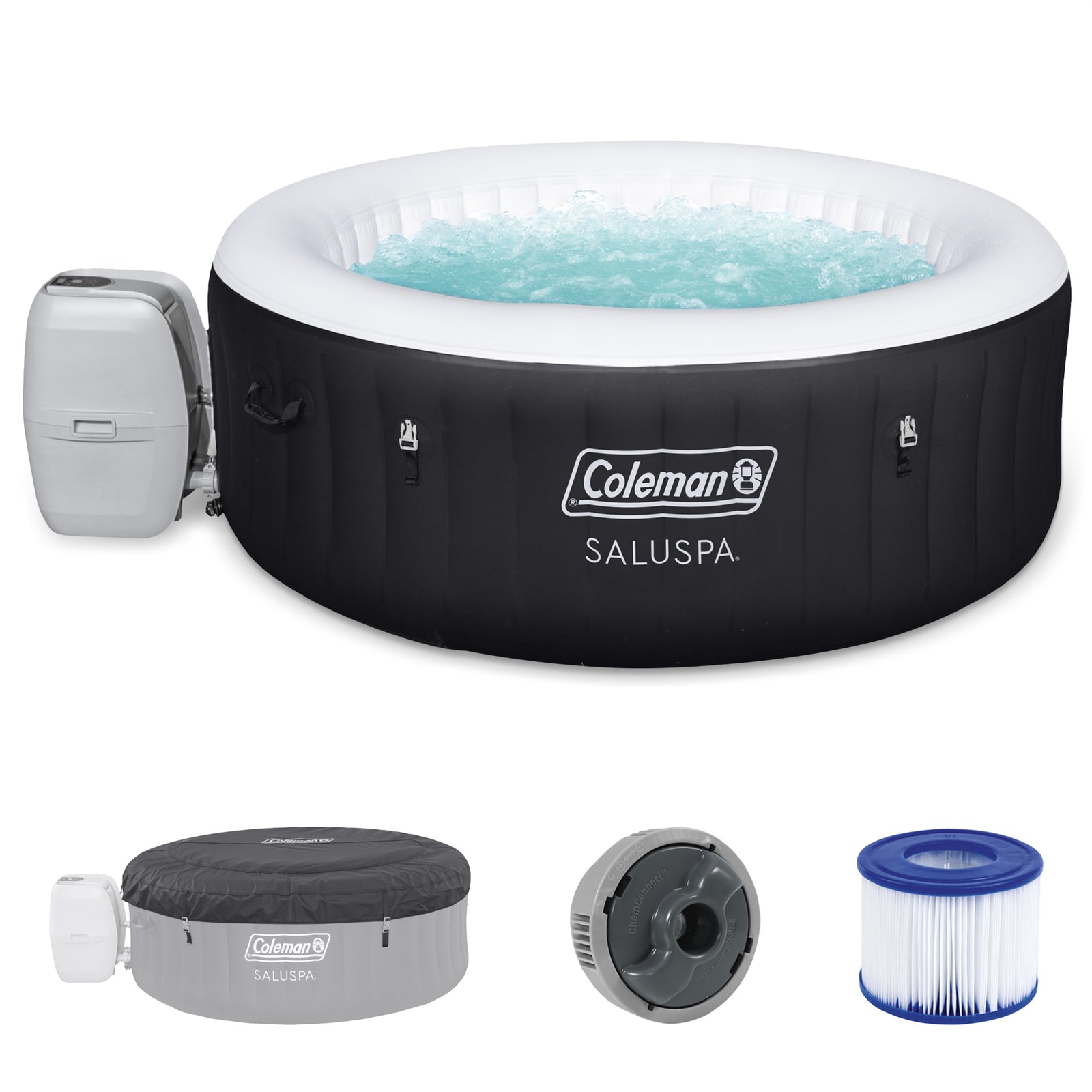 Coleman 71" x 26" Inflatable Spa 4-Person Hot Tub Black (Open Box) (2 Pack) - VMInnovations