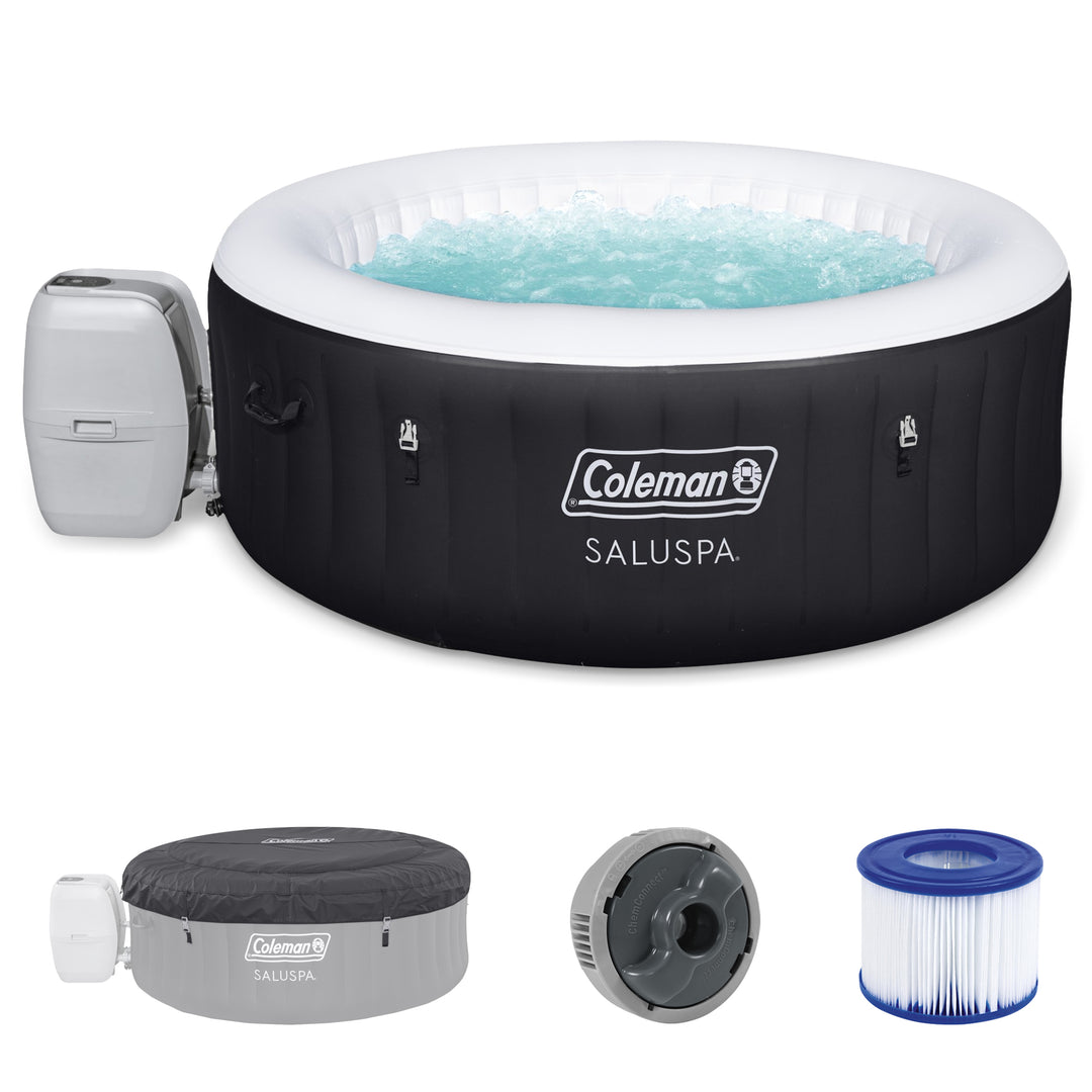 Coleman SaluSpa 4 Person Portable Inflatable Spa Hot Tub, Black (For Parts)