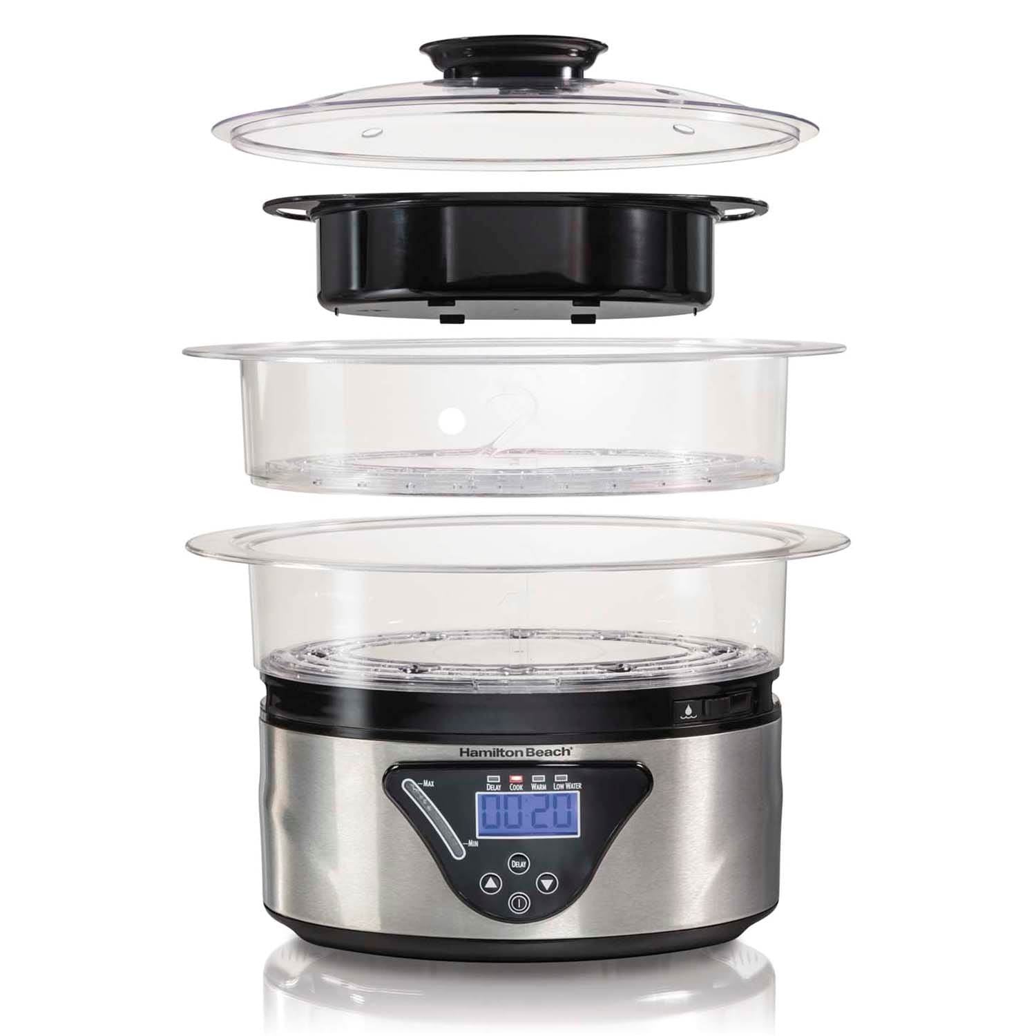 Hamilton Beach 5.5 Quart 2-Tier Countertop Digital Steamer, Silver | 37530