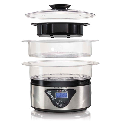 Hamilton Beach 5.5 Quart 2-Tier Countertop Digital Steamer, Silver | 37530