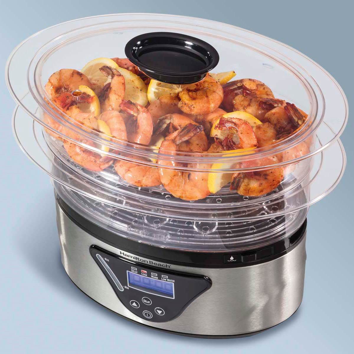 Hamilton Beach 5.5 Quart 2-Tier Countertop Digital Steamer, Silver | 37530