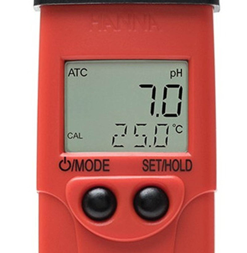Hanna Instruments HI98127 LCD pHep 4 Waterproof pH & Temperature Meter, Red