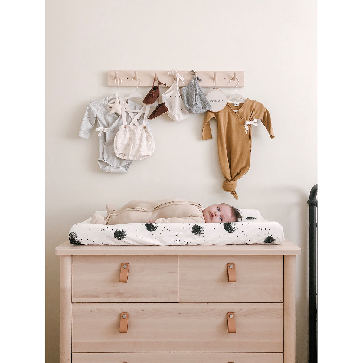 Goumikids Organic Cotton Bamboo Baby Removable Changing Pad Cover, Manu Moons - VMInnovations