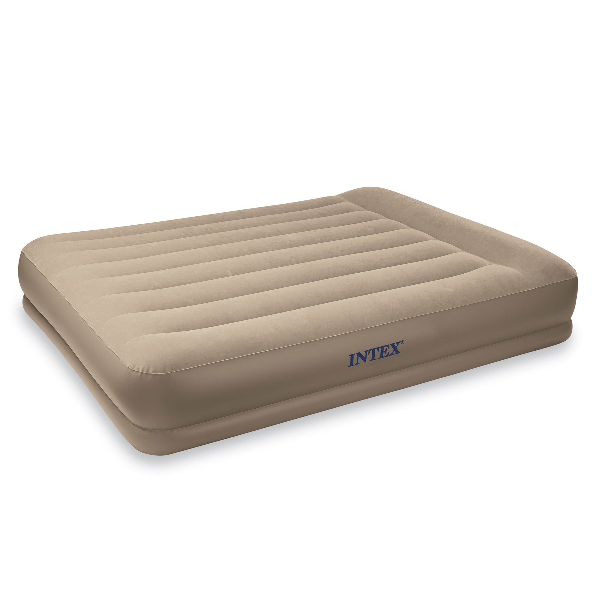 Intex Queen Pillow Rest Mid-rise Inflatable Air Mattress Bed w/ Pump (Open Box)
