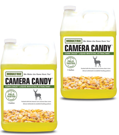 (2) Moultrie Camera Candy Corn Craze Liquid Deer Attractant Bottles | 2 Gallons