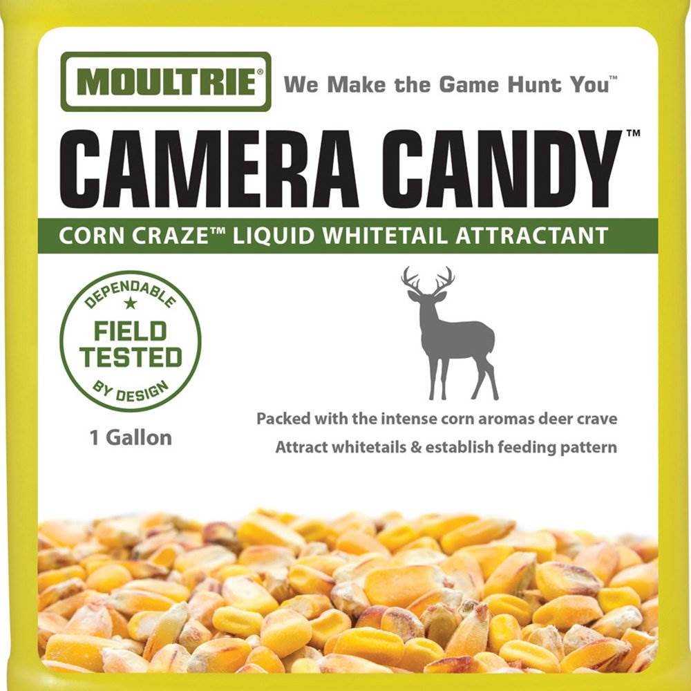 (2) Moultrie Camera Candy Corn Craze Liquid Deer Attractant Bottles | 2 Gallons