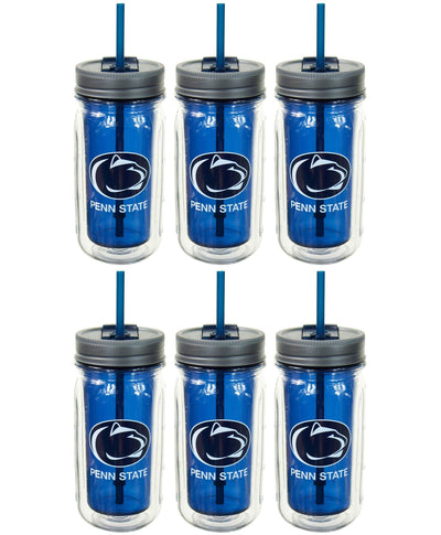 Cool Gear 16 Ounce Penn State Lions Plastic Mason Jar Water Bottle (6 Pack)