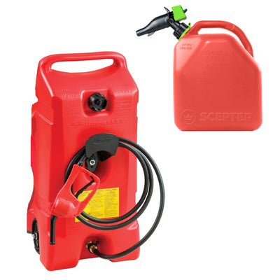 Scepter Flo N Go DuraMax 14 Gallon Gas Fuel Tank Bundle with 5 Gallon Container