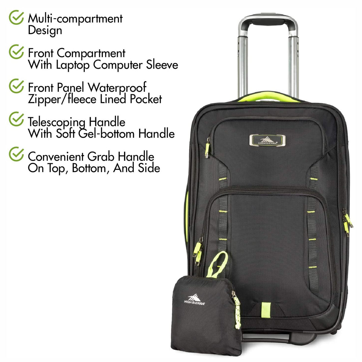 High Sierra Wheeled Carry on Bundle with Rolling Duffle and Backpack (Open Box)