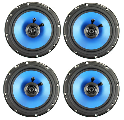 QPower 6.5" 300W 2-Way Blue Car Audio Stereo Coaxial Speaker Set, 4pk | QP650