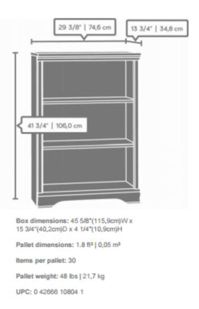 Sauder Furniture Carolina Estate 3-Shelf Adjustable Bookcase | Cherry (Open Box)