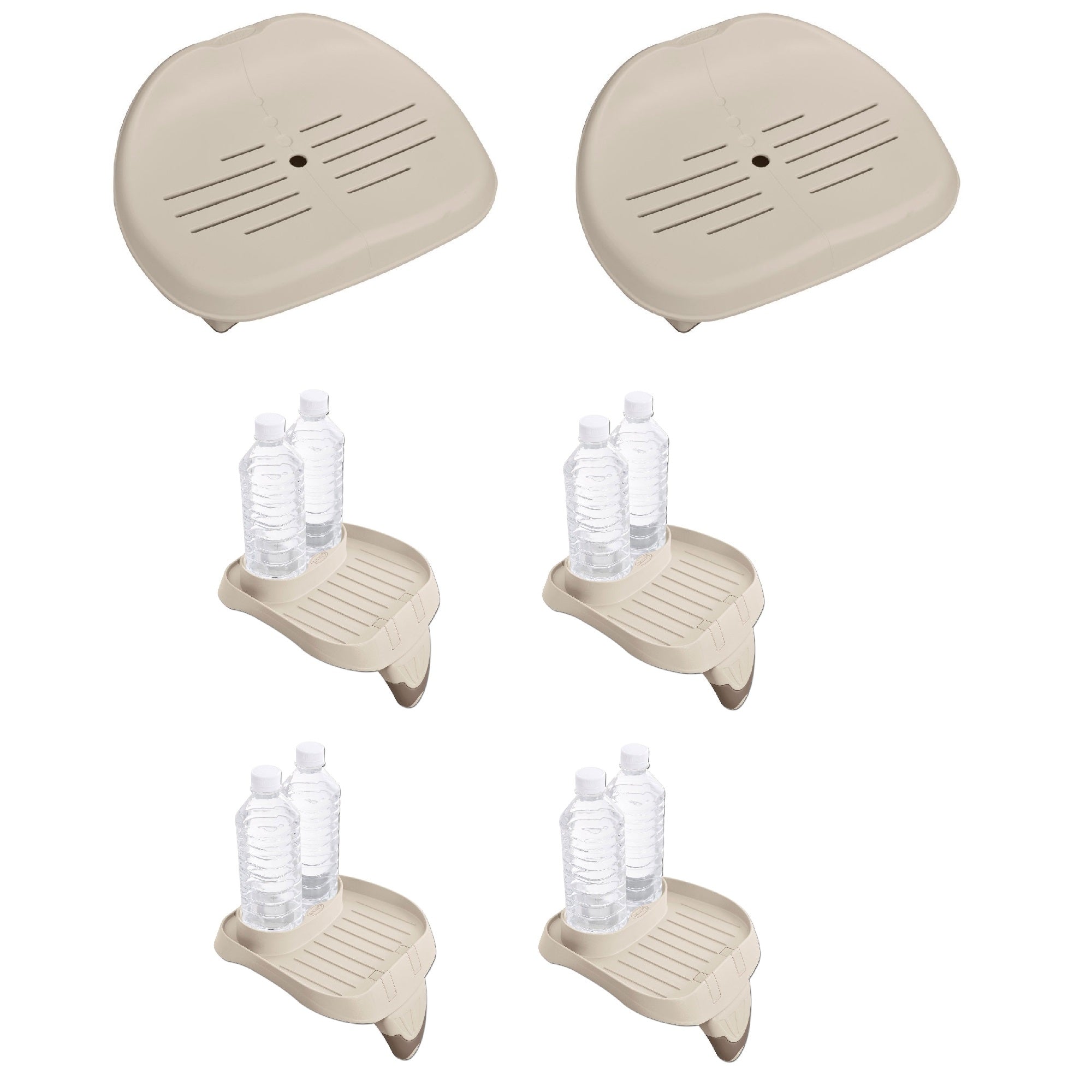 Intex Slip Resistant Spa Seat (2 Pack) & Cup Holder & Refreshment Tray (4 Pack)