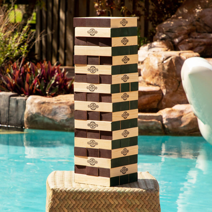 Lancaster Gaming Company Giant Wooden Tumbling Tower Outdoor Game, Black & Pine