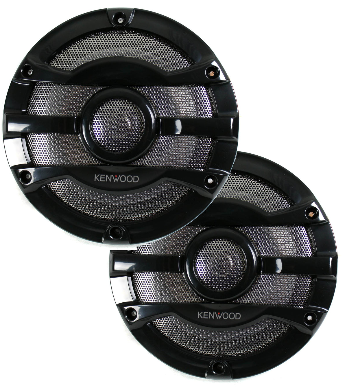 2) Kenwood 8 Inch 300 Watt Powersports/Marine Boat Black Speakers (Open Box)