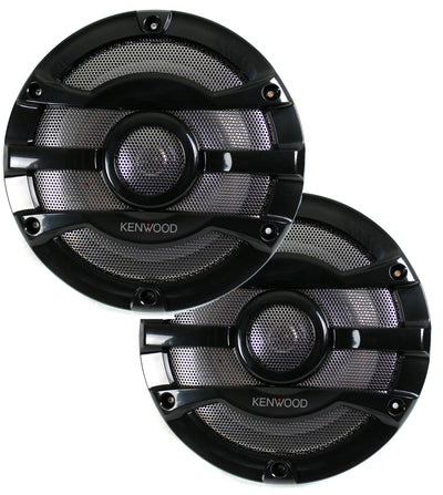 2) Kenwood 8 Inch 300 Watt Powersports/Marine Boat Black Speakers (Open Box)