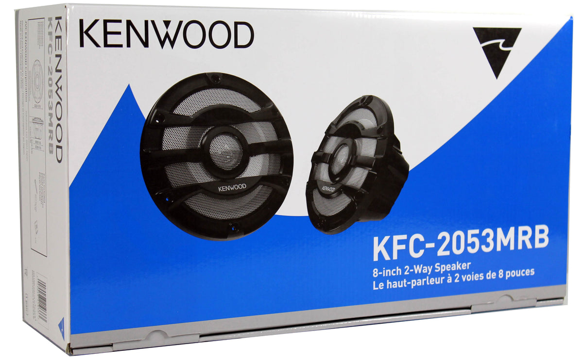 2) Kenwood 8 Inch 300 Watt Powersports/Marine Boat Black Speakers (Open Box)