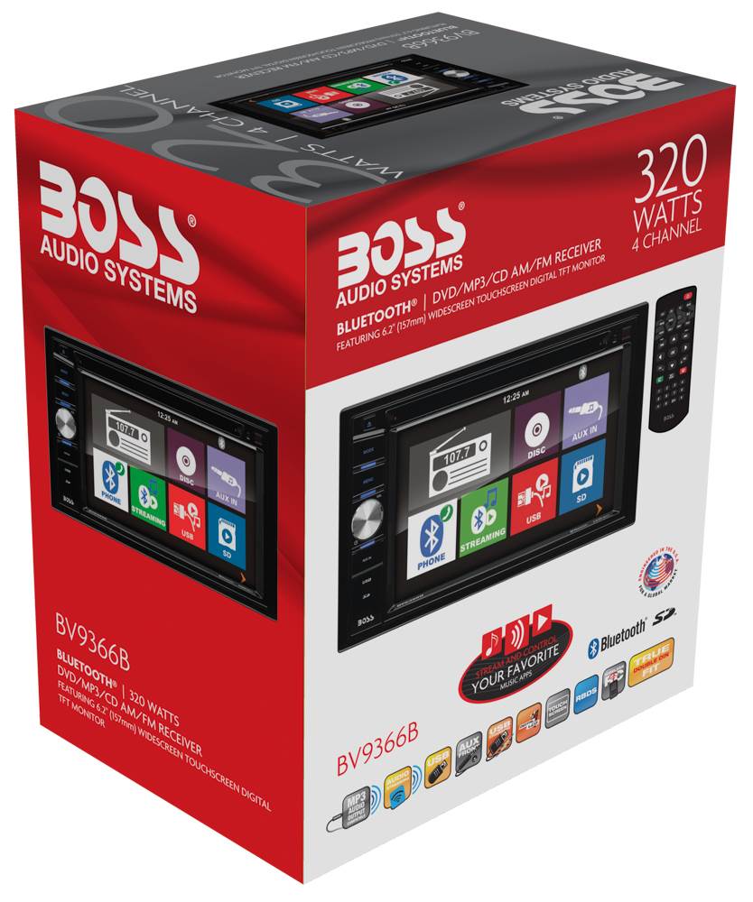 Boss Audio BV9366B 6.2" 2-DIN In-Dash DVD/MP3 Bluetooth Touchscreen Car Monitor