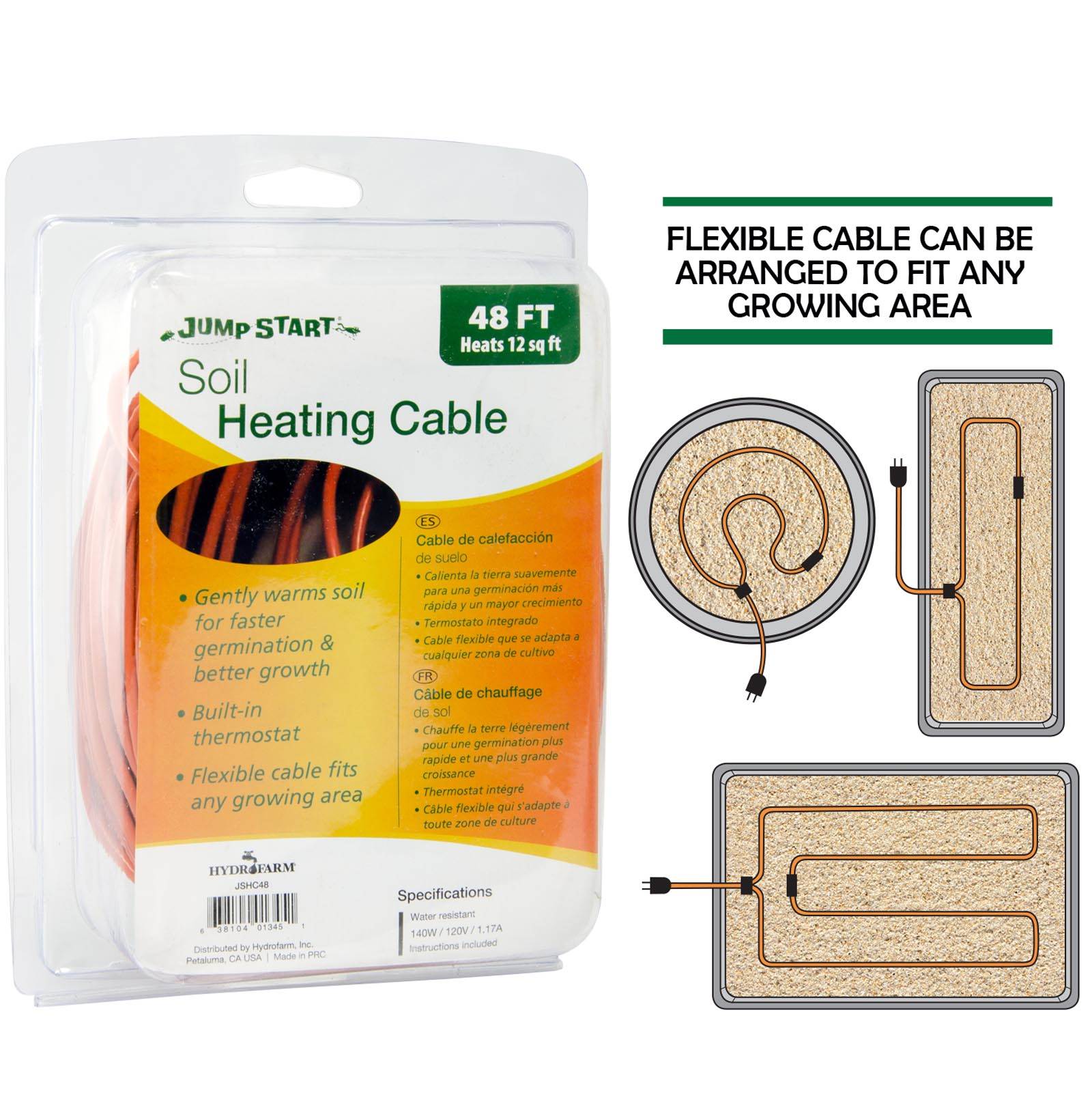 Hydrofarm Jump Start Soil 48 Foot Heating Cable w/ Thermostat (Open Box)