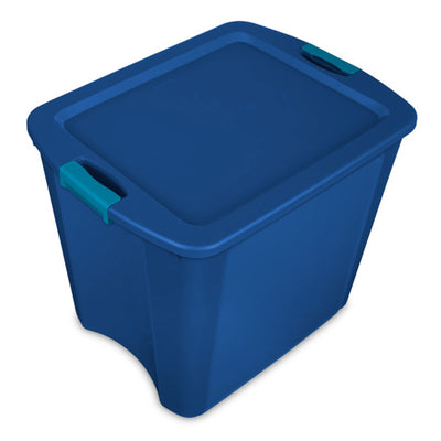Sterilite 26 Gal Latching Lid Storage Tote Container w/ Handles, Blue (16 Pack)