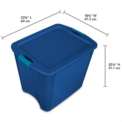 Sterilite 26 Gal Latching Lid Storage Tote Container w/ Handles, Blue (8 Pack) - VMInnovations
