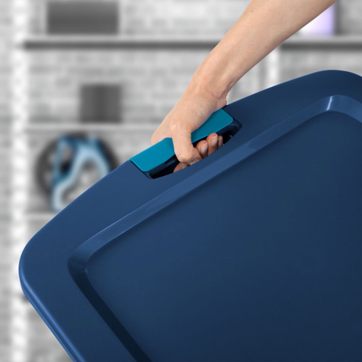 Sterilite 26 Gal Latching Lid Storage Tote Container w/ Handles, Blue (16 Pack)