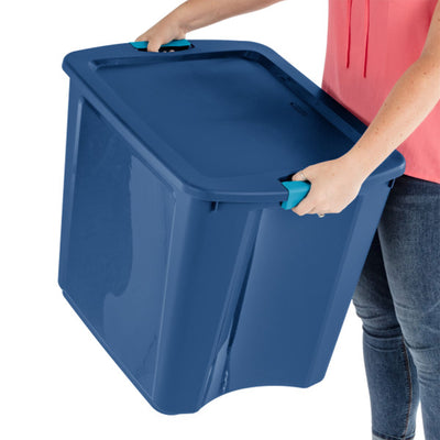Sterilite 26 Gal Latching Lid Storage Tote Container w/ Handles, Blue (8 Pack) - VMInnovations