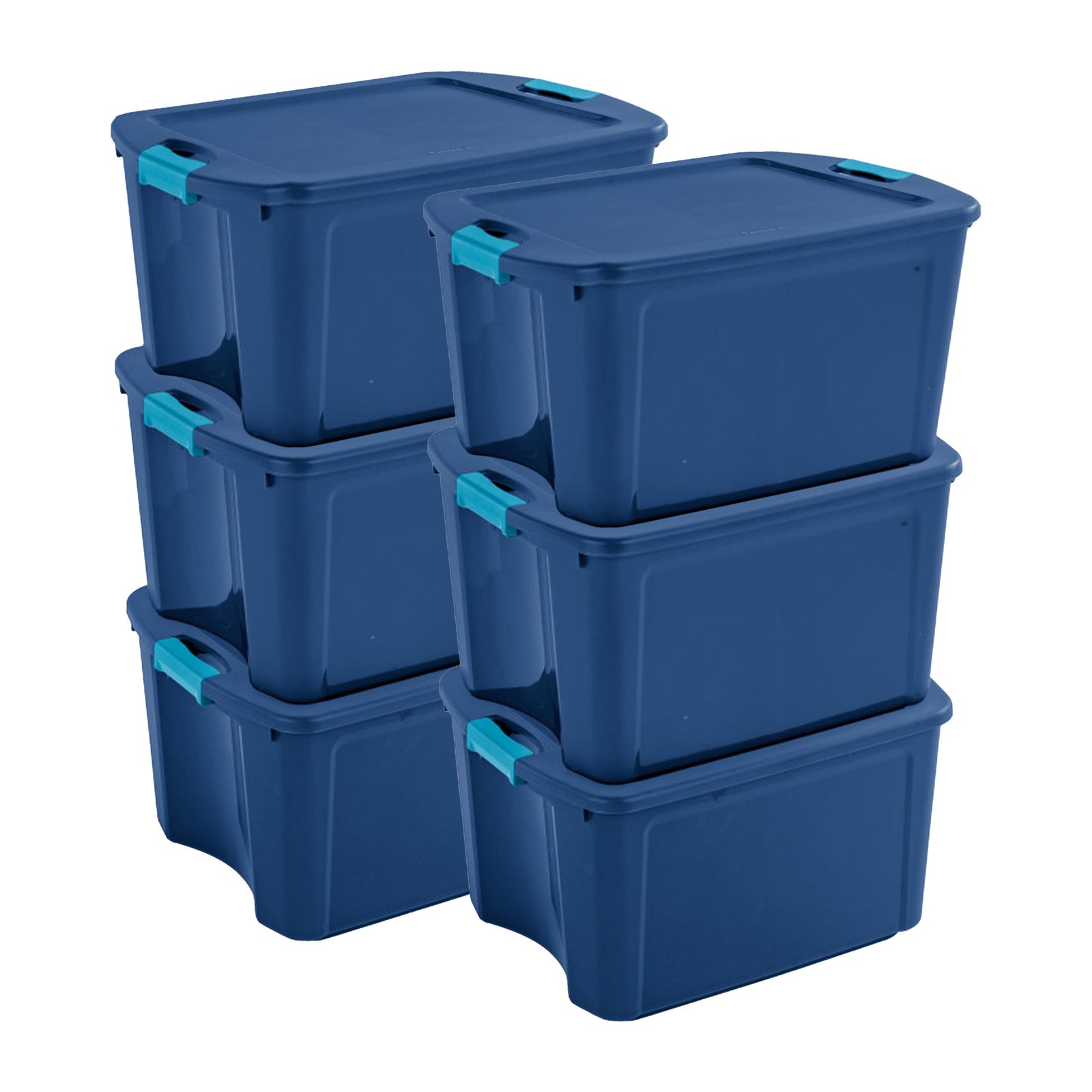 Sterilite 18 Gal Latch and Carry Stackable Storage Bin with Latching Lid, 6 Pack - VMInnovations