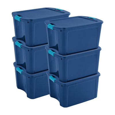 Sterilite 18 Gal Latch and Carry Stackable Storage Bin with Latching Lid, 6 Pack - VMInnovations