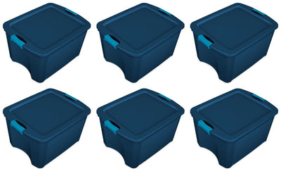 Sterilite 18 Gal Latch and Carry Stackable Storage Bin with Latching Lid, 6 Pack