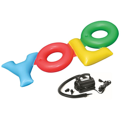 Swimline Inflatable YOLO Raft Float + Electric Air Pump Inflator | 90631+9095