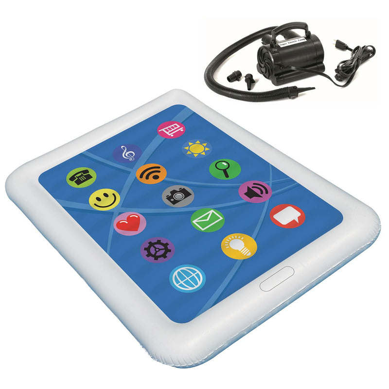 Swimline Smart Tablet Float Inflatable Raft + Electric Air Pump | 90637 + 9095
