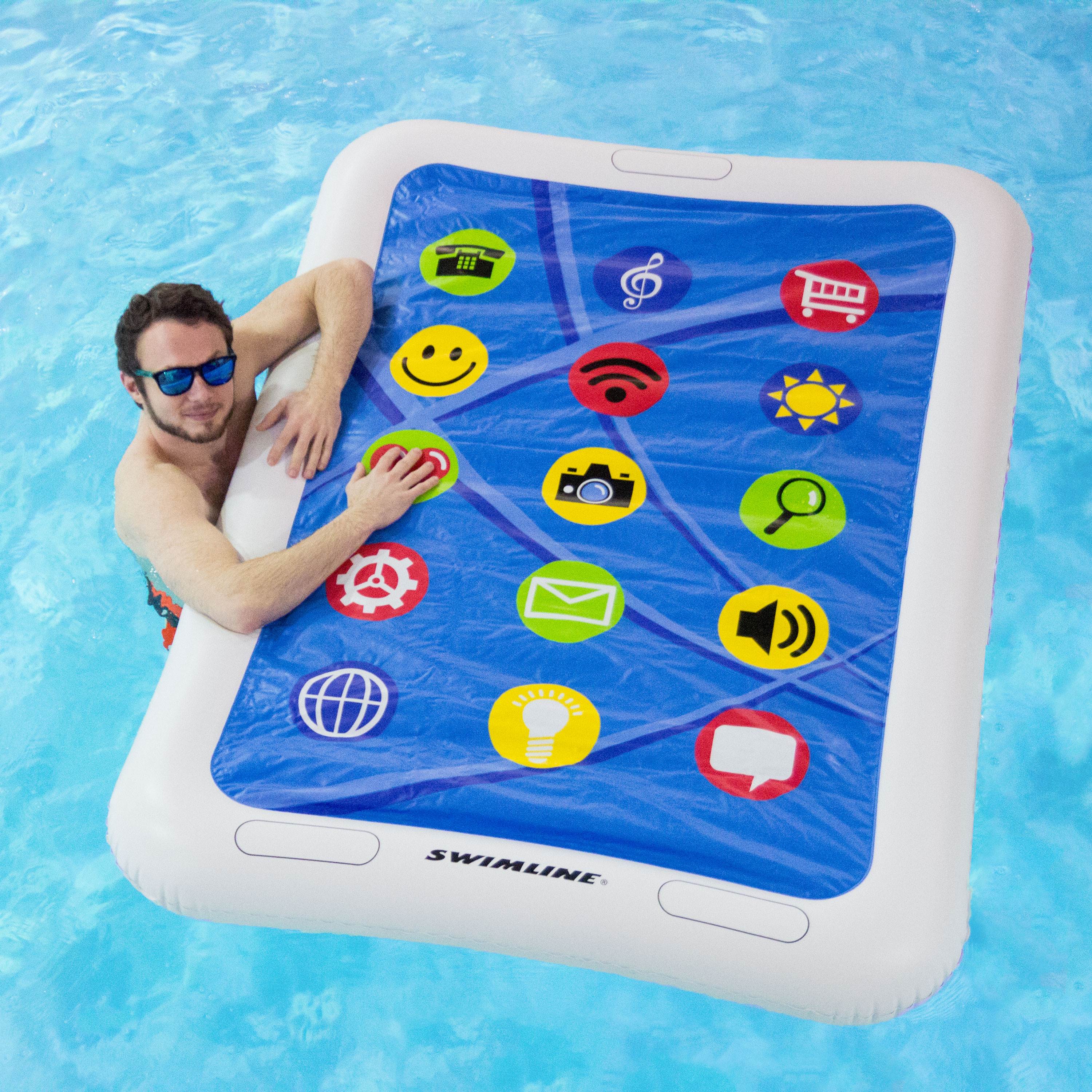 Swimline Smart Tablet Float Inflatable Raft + Electric Air Pump | 90637 + 9095