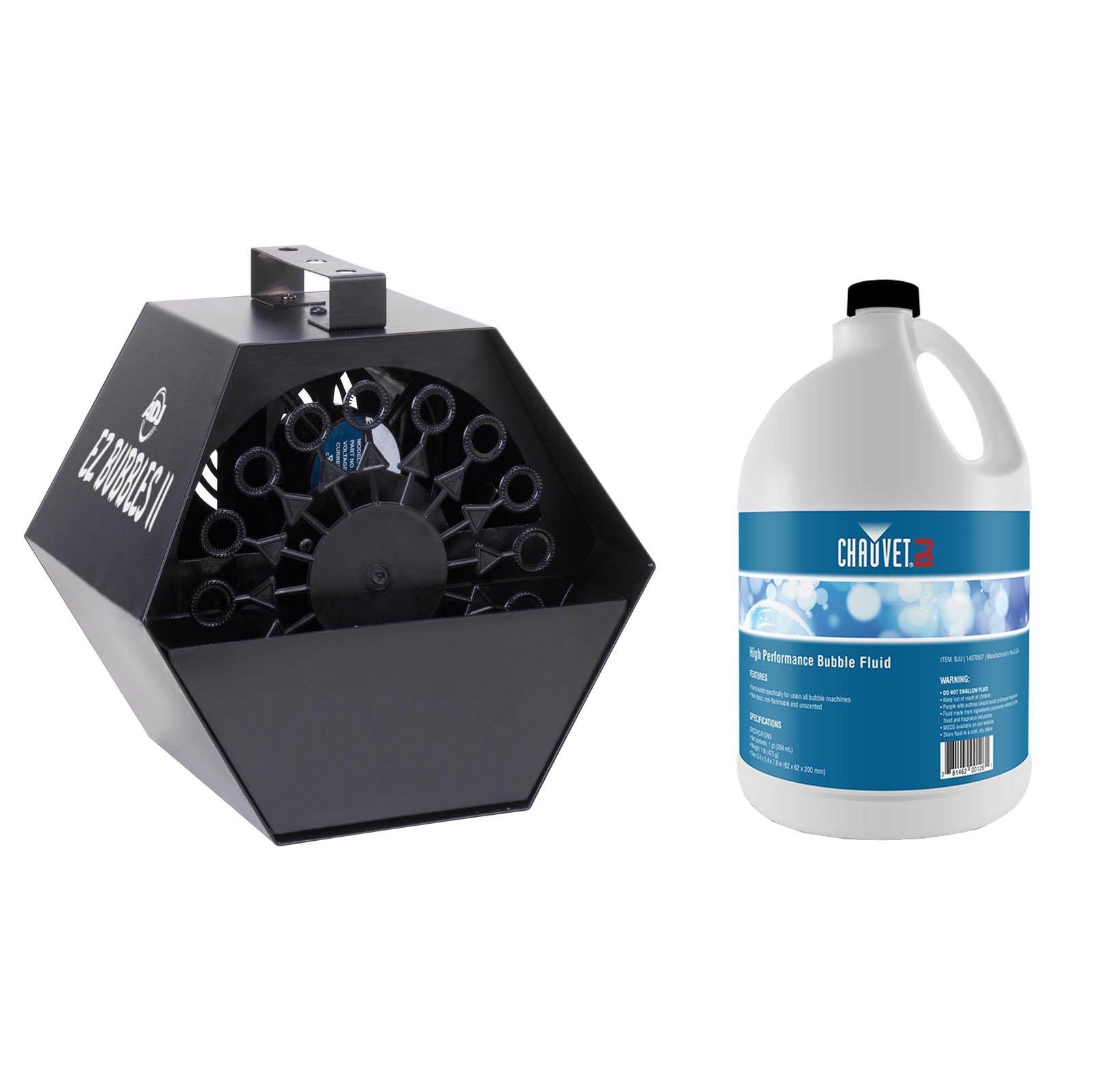 American DJ ADJ EZ Bubbles II Bubble Machine + Chauvet DJ BJU 1 Gallon of Fluid