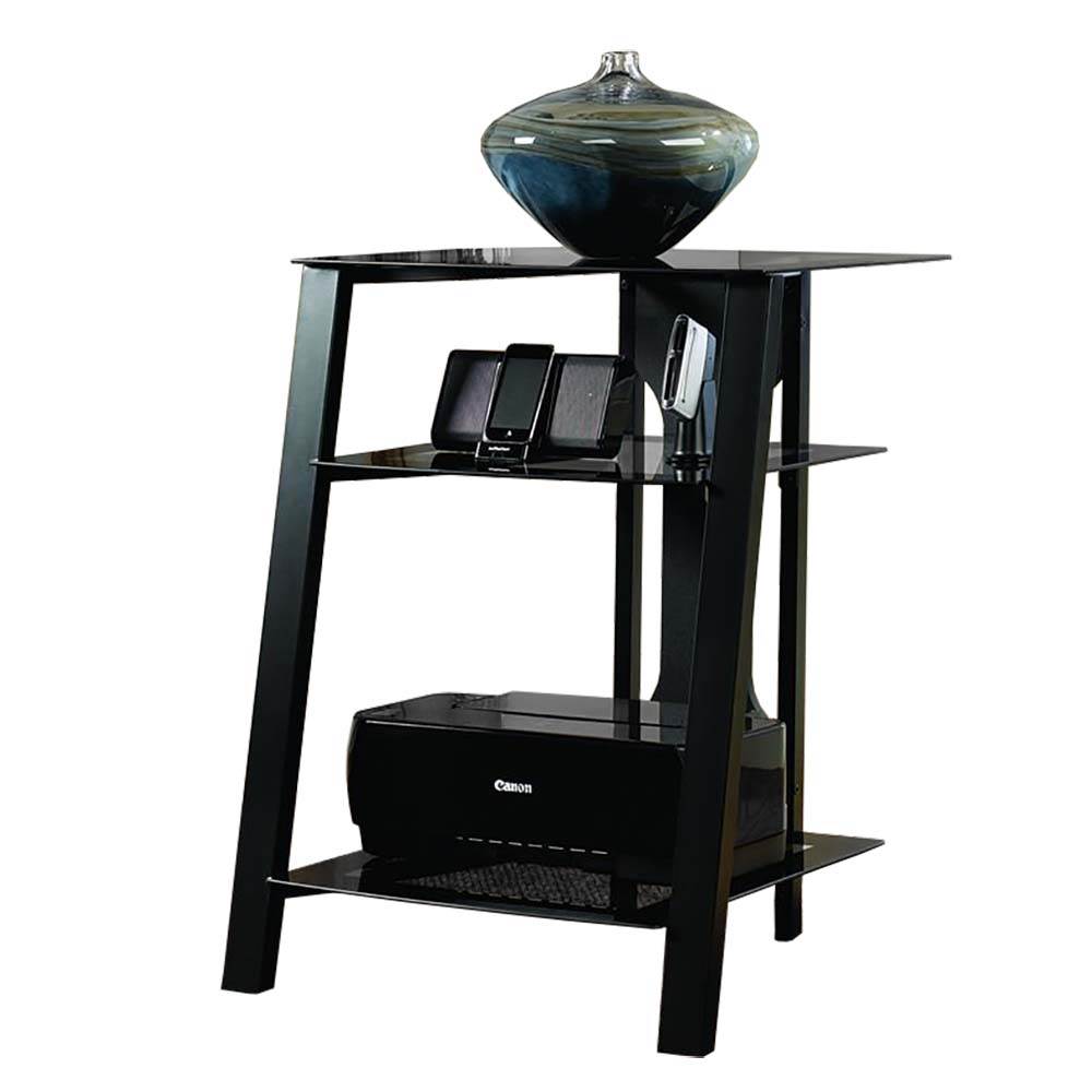 Sauder Furniture Mirage Technology Pier w/ Tempered Glass Top, Black (Open Box)