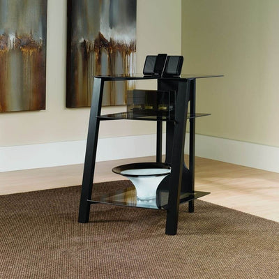 Sauder Furniture Mirage Technology Pier w/ Tempered Glass Top, Black (Open Box)