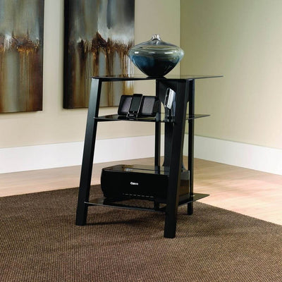 Sauder Furniture Mirage Technology Pier w/ Tempered Glass Top, Black (Open Box)