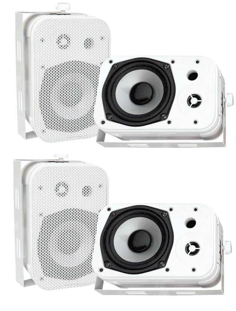Pyle PDWR40W 5.25" White Indoor/Outdoor Waterproof Home Theater Speakers, 2 Pair