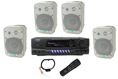 4 Pyle 5.25" Outdoor Speakers and PT260A 200W Stereo Home Theater Receiver - VMInnovations