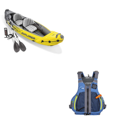 Intex Explorer 2 Person Inflatable Kayak w/ MTI Adult L/XL Water Vest (2 Pack) - VMInnovations