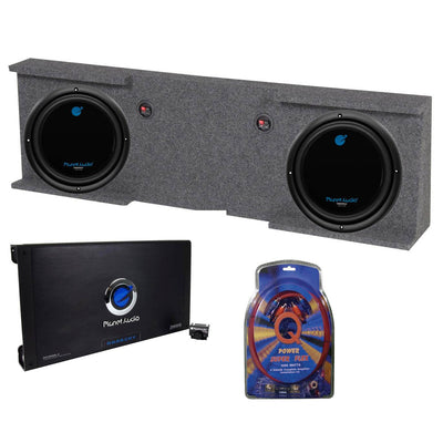 GMC Chevy Crew Cab 07-13 Box + 2) Planet Audio 10" Subs + 2 Channel Amp + Wiring