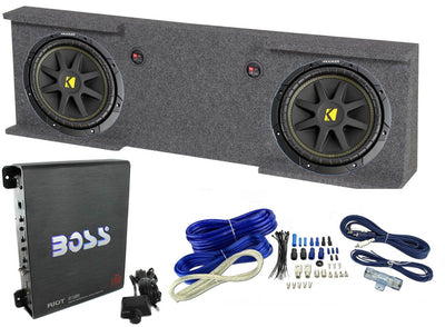 GMC Chevy Crew Cab 07-13 Box + 2) Kicker 10" Subwoofers + Boss R1100M Amp + Wire