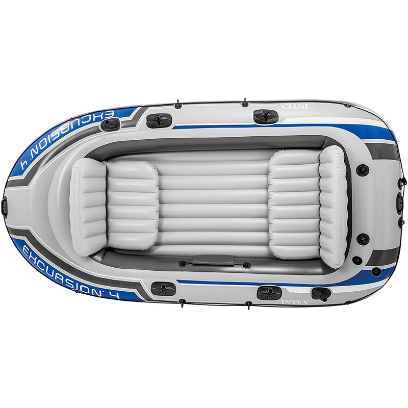Intex Excursion 4 Inflatable Raft/Fishing Boat Set With 2 Oars(Open Box) (2 Pack)