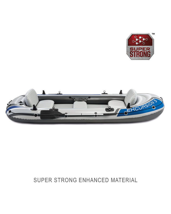 Intex Excursion 5 Person Inflatable Boat, Water Fishing River Raft Set w/Oars
