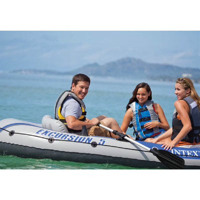 Intex Excursion Inflatable Fishing Boat Set w/ 2 Oars Air Pump & Bag (For Parts)