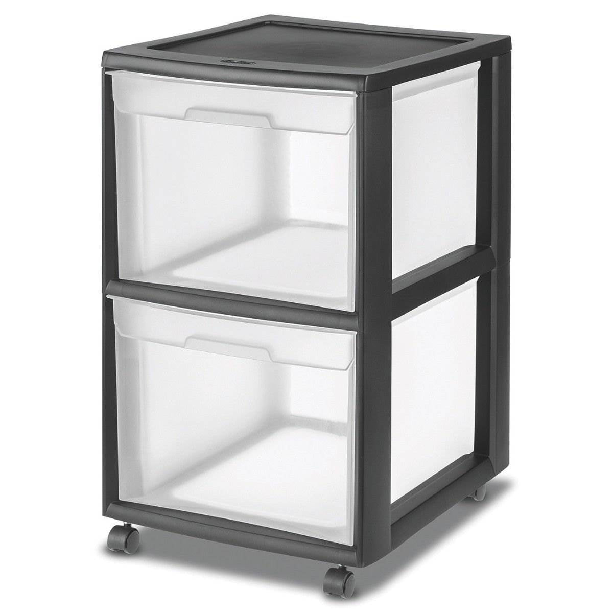 Sterilite 2-Drawer Plastic Black File Cart for Home or Office Storage (Open Box)